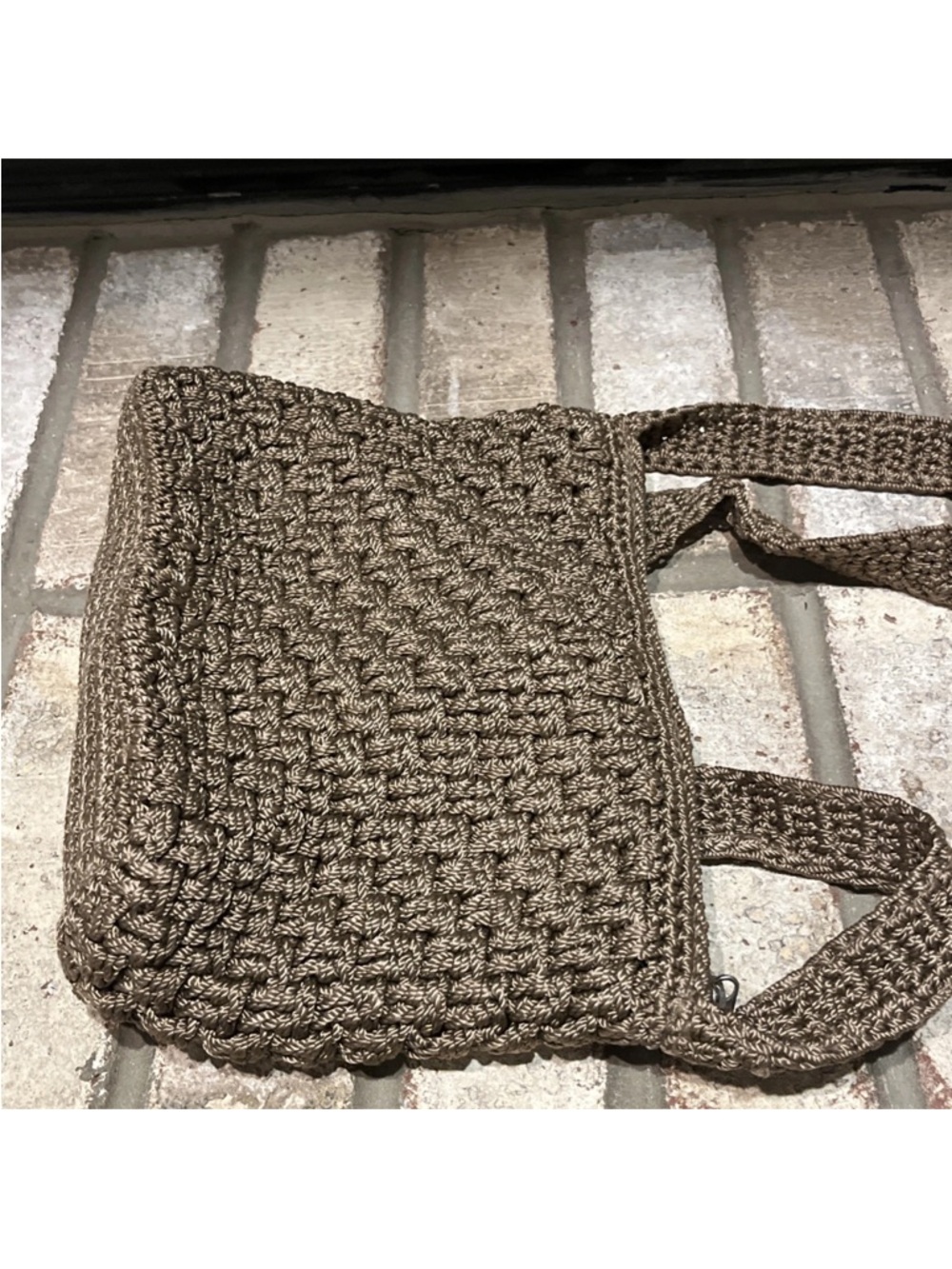 The SAK Original Taupe Knit Woven Crochet Shoulder Bag  BOHO Cottagecore - Picture 4 of 8